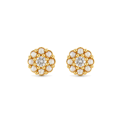 Brinco Flor com zircônias folheado a ouro 18k