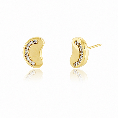 Brinco Abaulado com zircônia folheado a ouro 18k
