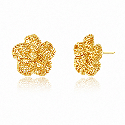 Brinco Flor Telada folheado a ouro 18k