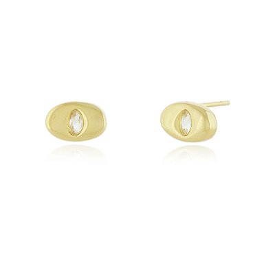 Brinco orgânico com zircônia folheado a ouro 18k