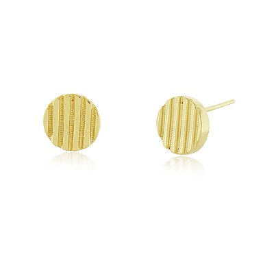 Brinco chapinha riscada folheado a ouro 18k