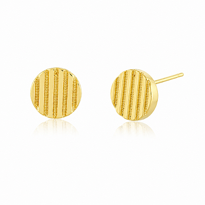 Brinco chapinha riscada folheado a ouro 18k