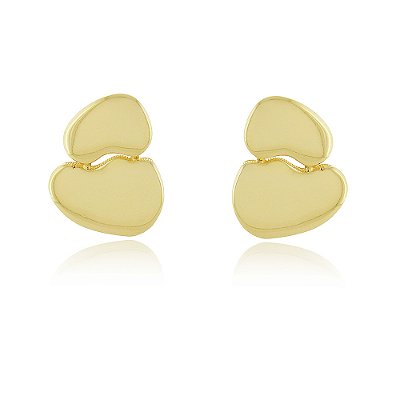 Brinco orgânico liso folheado a ouro 18k