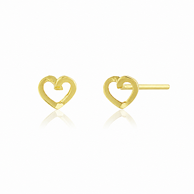 Brinco coração pequeno folheado a ouro 18k