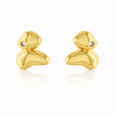 Brinco Geométrico com zircônia folheado a ouro 18k
