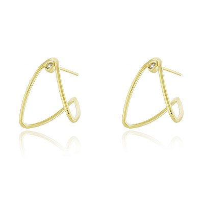 Brinco triangular com zircônia folheado a ouro 18k