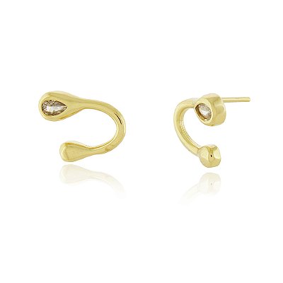 Brinco arco com zircônias folheado a ouro 18k
