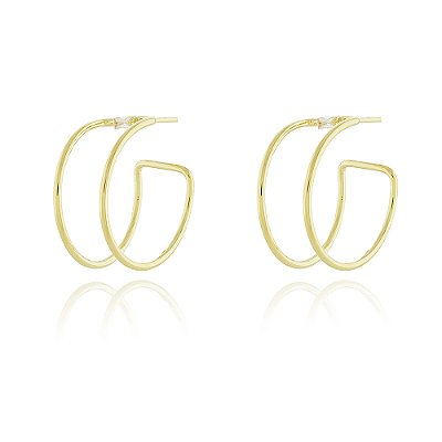 Argola dupla com zircônias folheada a ouro 18k
