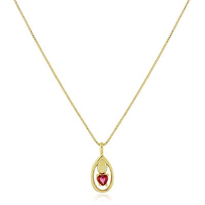 Gargantilha gota zircônia folheada a ouro 18k