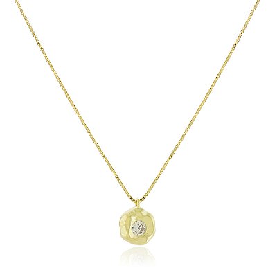 Gargantilha orgânica com zircônia folheada a ouro 18k