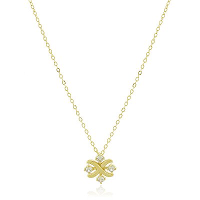Gargantilha com zircônias folheada a ouro 18k