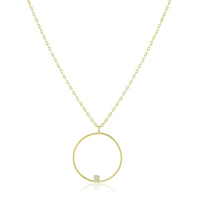 Gargantilha círculo com zircônia folheada a ouro 18k