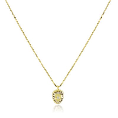 Gargantilha gomo com zircônias folheada a ouro 18k