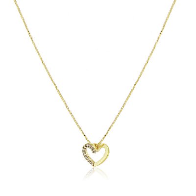 Gargantilha coração com zircônias folheada a ouro 18k