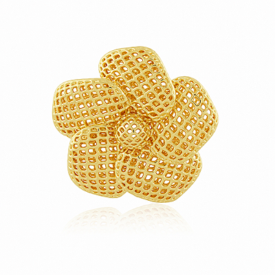 Pingente flor telado folheado a ouro 18k