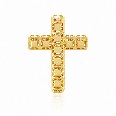 Pingente cruz vazado folheado a ouro 18k