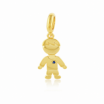 Pingente menino com zircônia folheado a ouro 18k