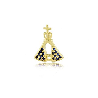 Pingente Nossa Sra. Aparecida com zircônias folheado a ouro 18k