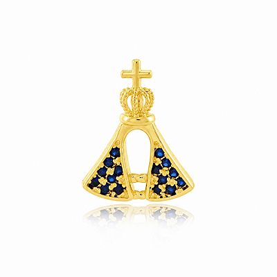 Pingente Nossa Sra. Aparecida com zircônias folheado a ouro 18k