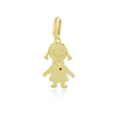 Pingente menina com zircônia folheado a ouro 18k
