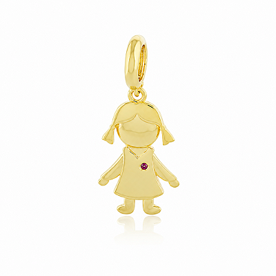 Pingente menina com zircônia folheado a ouro 18k