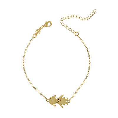 Pulseira menina com zircônia folheada a ouro 18k