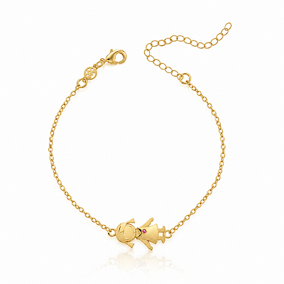 Pulseira menina com zircônia folheada a ouro 18k