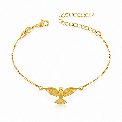 Pulseira Espírito Santo com zircônia folheada a ouro 18k