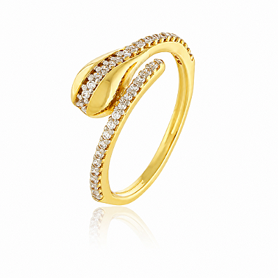 Anel gota com zircônias folheado a ouro 18k