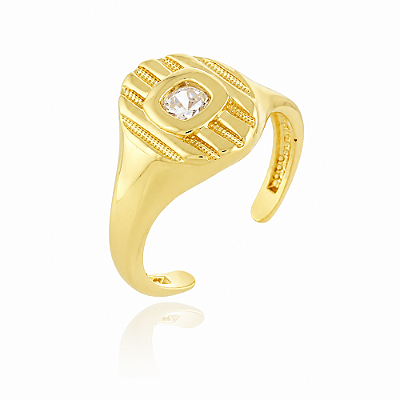 Anel dedinho com zircônia folheado a ouro 18k