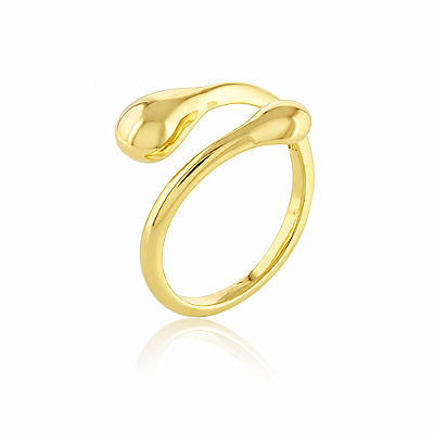 Anel regulável liso folheado a ouro 18k