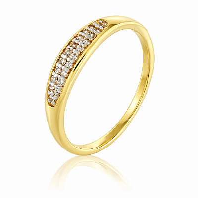 Anel fino com zircônia folheado a ouro 18k