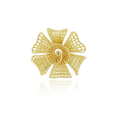 Pingente flor telado folheado a ouro 18k