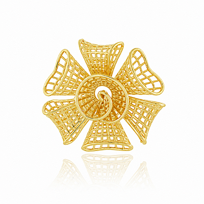 Pingente flor telado folheado a ouro 18k