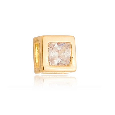 Pingente quadrado com zircônia folheado a ouro 18k