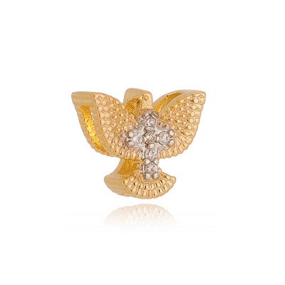 Pingente Espírito Santo com zircônias folheado a ouro 18k