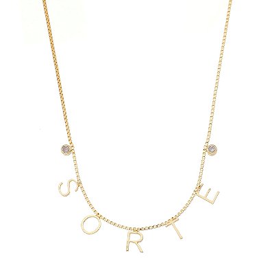 Gargantilha Sorte com zircônia folheada a ouro 18k