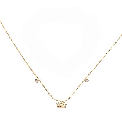 Gargantilha coroa com zircônia folheada a ouro 18k