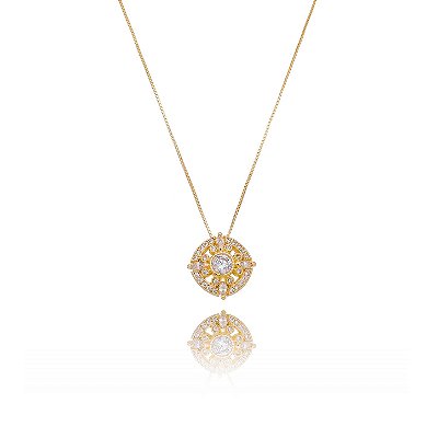 Gargantilha com zircônia folheada a ouro 18k