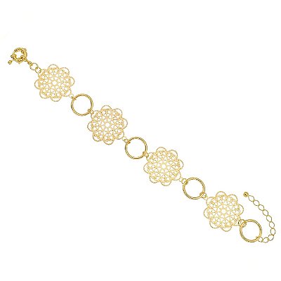 Pulseira trabalhada folheada a ouro 18k