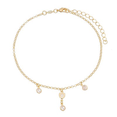 Tornozeleira com zircônias folheada a ouro 18k
