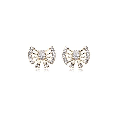 Brinco com zircônias folheado a ouro 18k