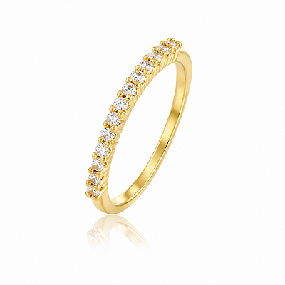 Meia aliança com zircônia folheada a ouro 18k