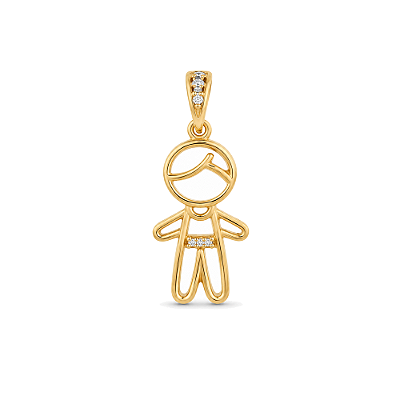 Pingente menino com zircônias folheado a ouro 18k