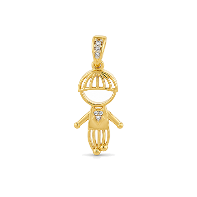 Pingente menino com zircônias folheado a ouro 18k