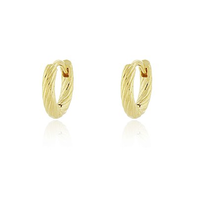 Argola pequena texturizada folheada a ouro 18k