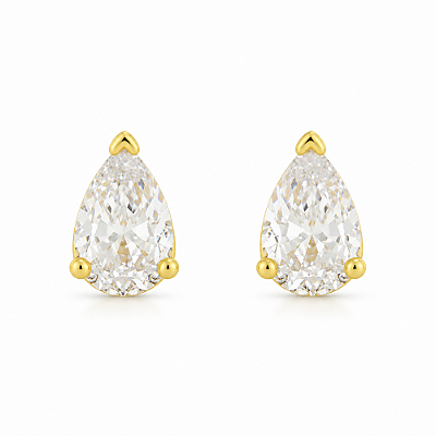 Brinco gota com zircônias folheado a ouro 18k