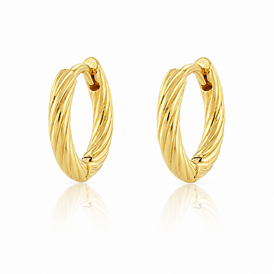 Argola média texturizada folheada a ouro 18k