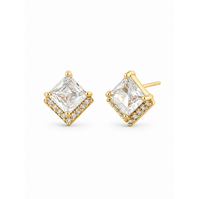 Brinco com zircônias folheado a ouro 18k