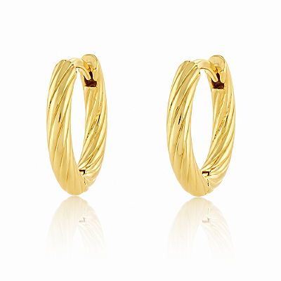 Argola grande texturizada folheada a ouro 18k